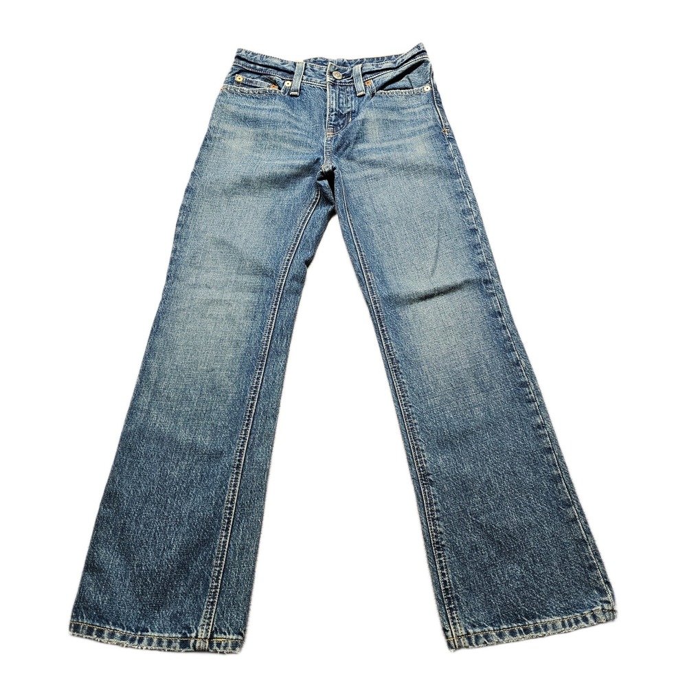 Polo Ralph Lauren 381 Slim Jeans Women 8 Blue Denim Faded Whiskered Straight Leg